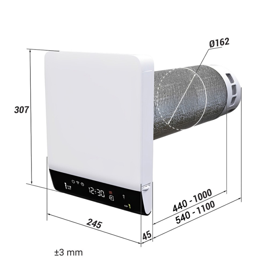 Dalap 25B160 - Локален рекуператор за стая BRISE 160 22W/230V Wi-Fi + дистанционно управление