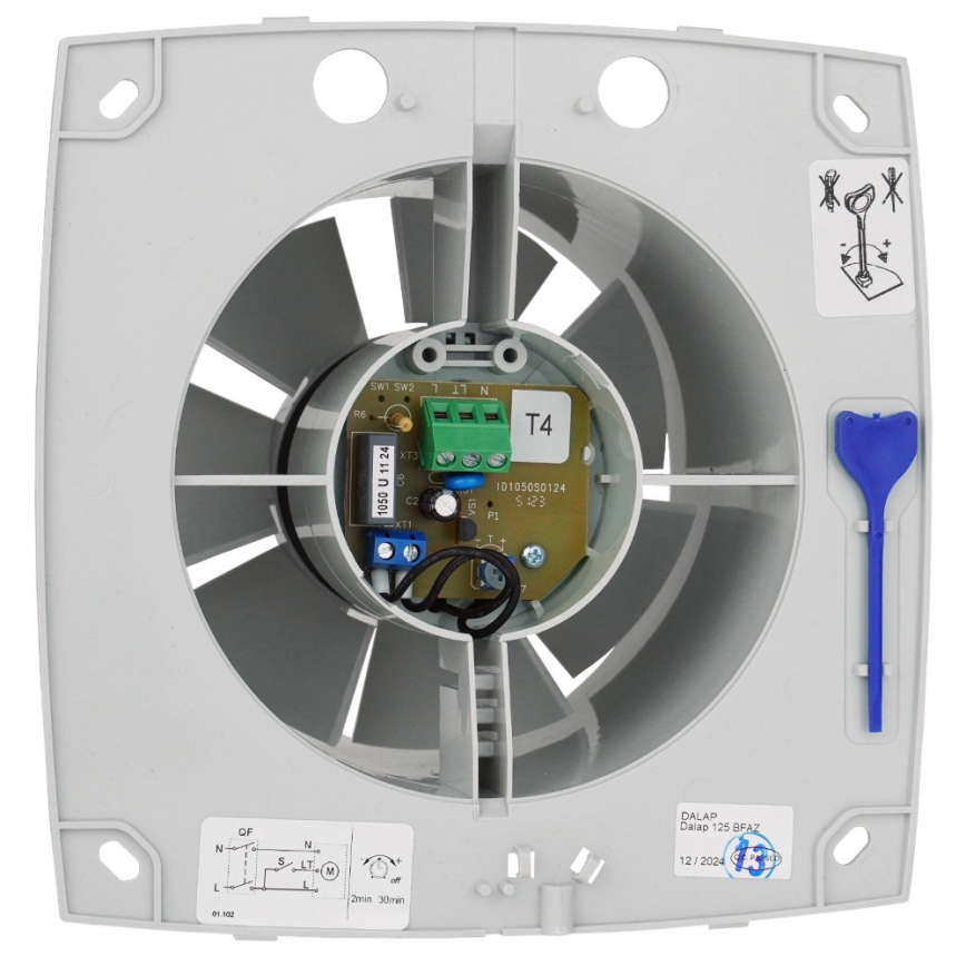 Dalap 41016 - Аксиален вентилатор с таймер 100 BFAZ 16W/230V