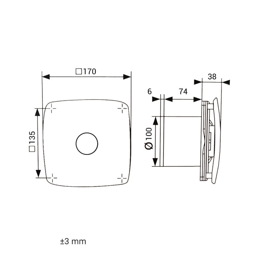 Dalap 41093 - аксиален вентилатор 100 ONYX 14W/230V