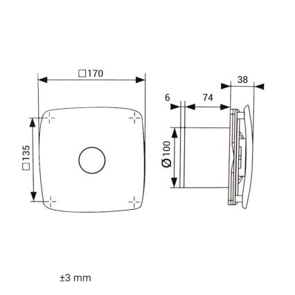 Dalap 41093zw - Аксиален вентилатор с таймер 100 ONYX ZW 14W/230V
