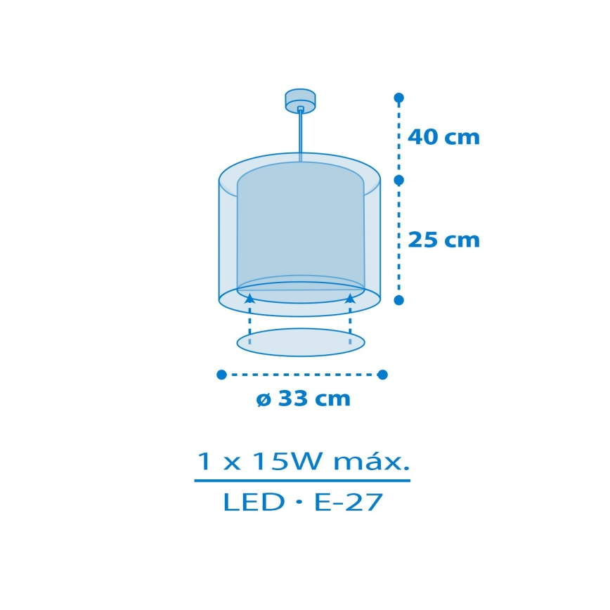 Dalber 40672 - Детски полилей WORLD 1xE27/15W/230V син