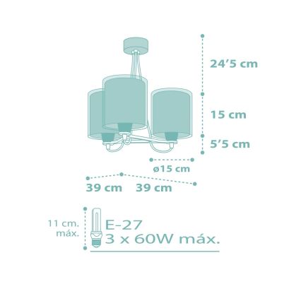Dalber 41007H - Детски полилей DOTS 3xE27 / 60W / 230V