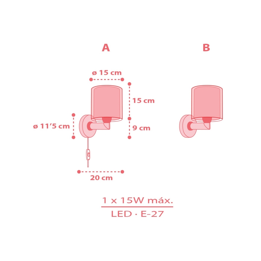 Dalber 41199 - Детска стенна лампа RAINBOW 1xE27/15W/230V многоцветна