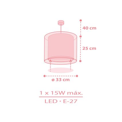 Dalber 41572S - Детски полилей BABY TEDDY 1xE27/15W/230V розов