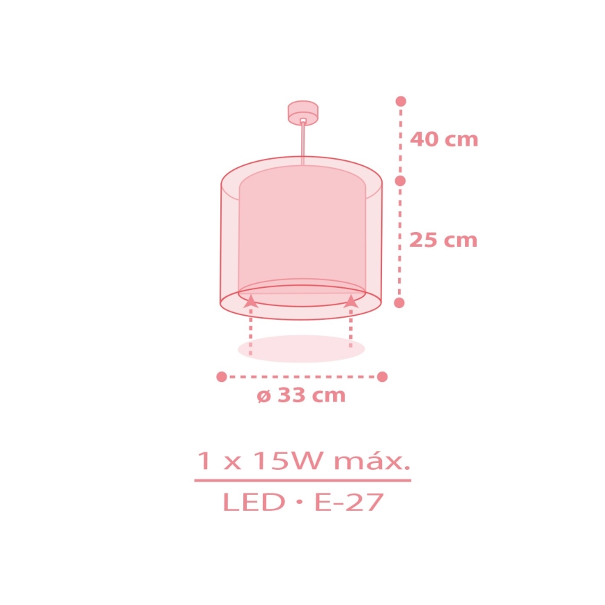 Dalber 41572S - Детски полилей BABY TEDDY 1xE27/15W/230V розов