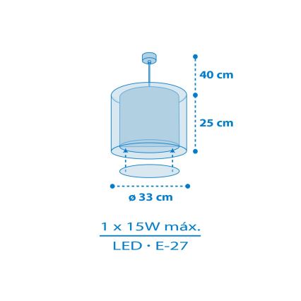 Dalber 41572T - Детски полилей BABY TEDDY 1xE27/15W/230V син