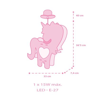 Dalber 41597 - Детски полилей UNICORN 1xE27/15W/230V