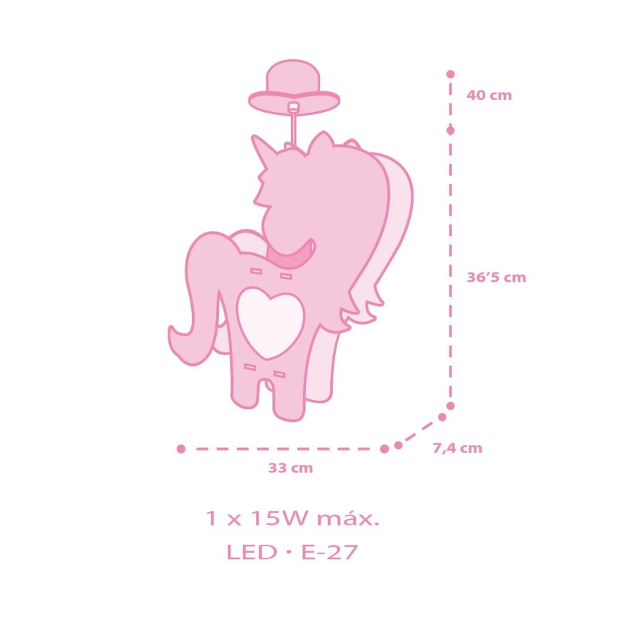 Dalber 41597 - Детски полилей UNICORN 1xE27/15W/230V