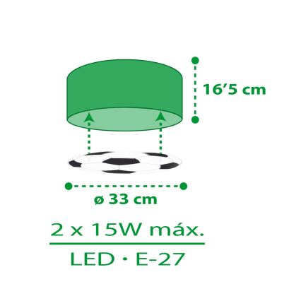 Dalber 41736 - Детска плафониера FOOTBALL 2xE27/15W/230V