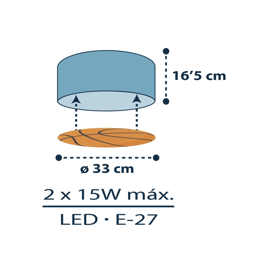 Dalber 41746 - Детска плафониера BASKET 2xE27/15W/230V
