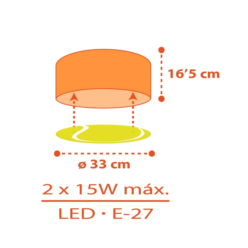 Dalber 41756 - Детска плафониера TENNIS 2xE27/15W/230V