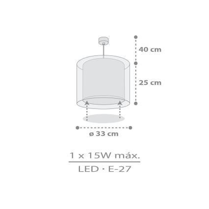 Dalber 41762E - Детски полилей KAWAII FRIENDS 1xE27/15W/230V сив