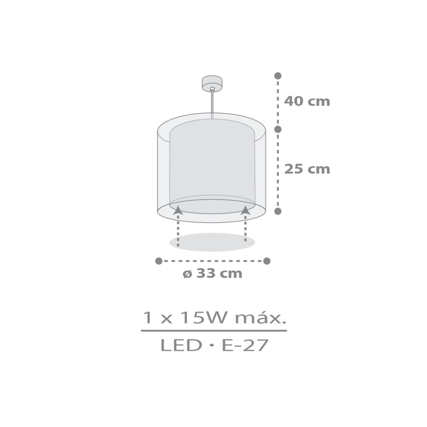 Dalber 41762E - Детски полилей KAWAII FRIENDS 1xE27/15W/230V сив