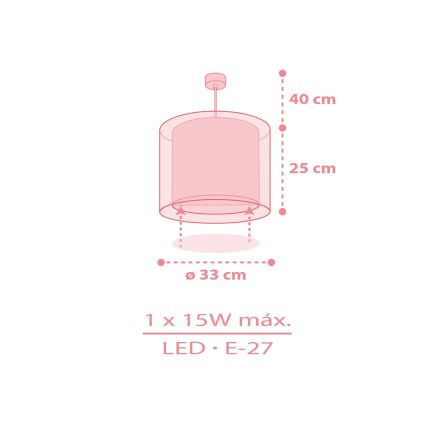Dalber 41762S - Детски полилей KAWAII FRIENDS 1xE27/15W/230V розов
