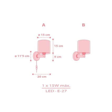 Dalber 41769S - Детска стенна лампа KAWAII FRIENDS 1xE27/15W/230V розова