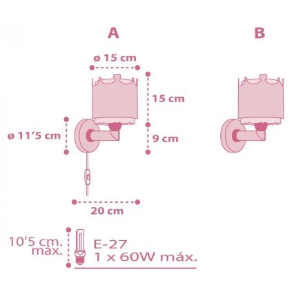 Dalber 61109 - Детски аплик LITTLE QUEEN 1xE27/60W/230V