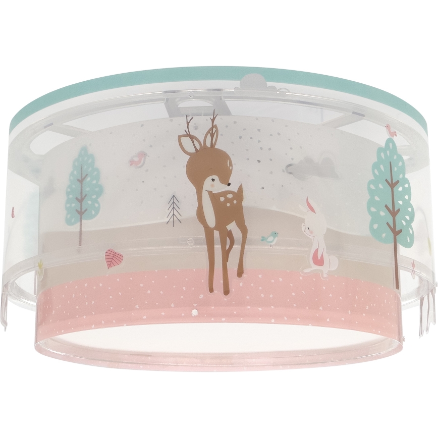 Dalber 61276 - Детска плафониера LOVING DEER 2xE27/15W/230V