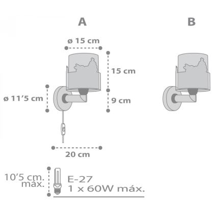 Dalber 61279 - Детски аплик LOVING DEER 1xE27/60W/230V