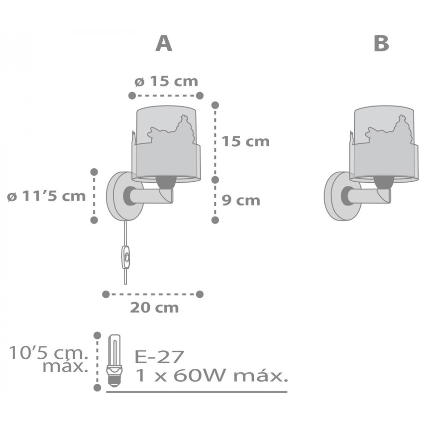 Dalber 61279 - Детски аплик LOVING DEER 1xE27/60W/230V