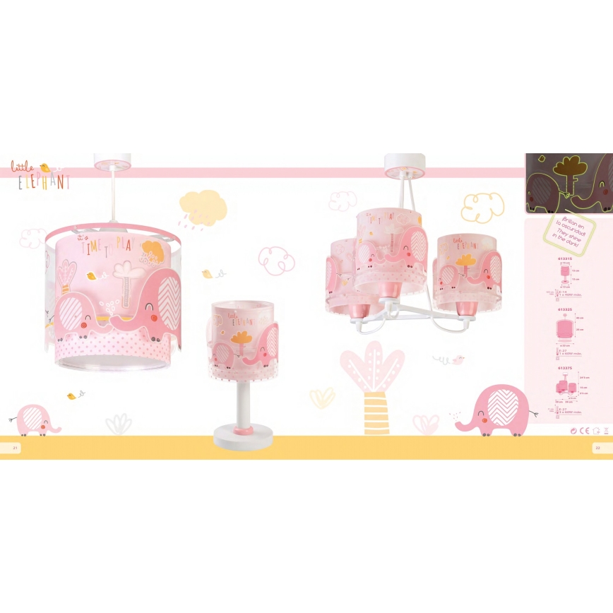 Dalber 61332S - Детски полилей LITTLE ELEPHANT 1xE27 / 60W / 230V