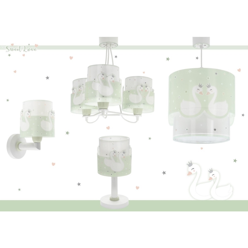 Dalber 61712H - Детски полилей SWEET LOVE 1xE27/60W/230V зелен