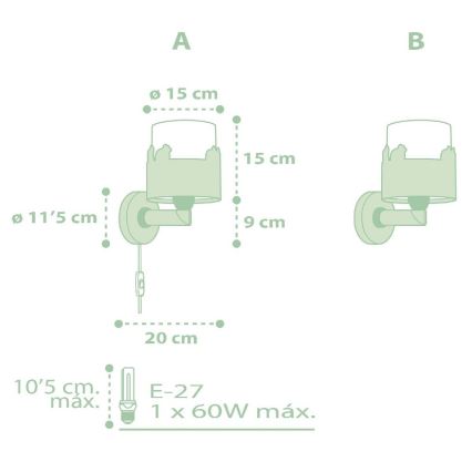 Dalber 61719H - Детски аплик SWEET LOVE 1xE27/60W/230V зелен