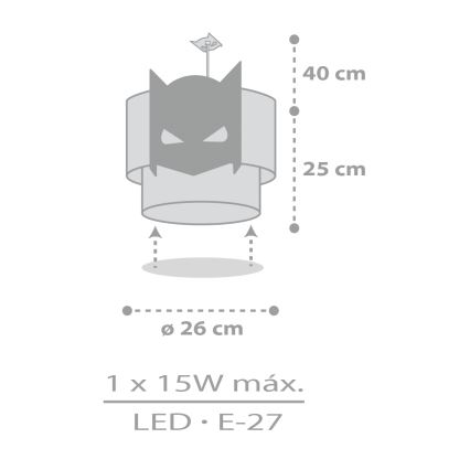 Dalber 61802 - Детски полилей DARK HERO 1xE27/15W/230V