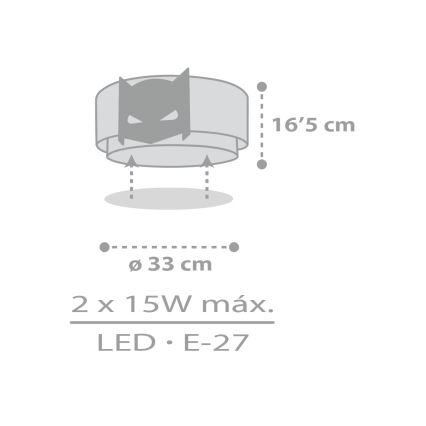 Dalber 61806 - Детска плафониера DARK HERO 2xE27/15W/230V