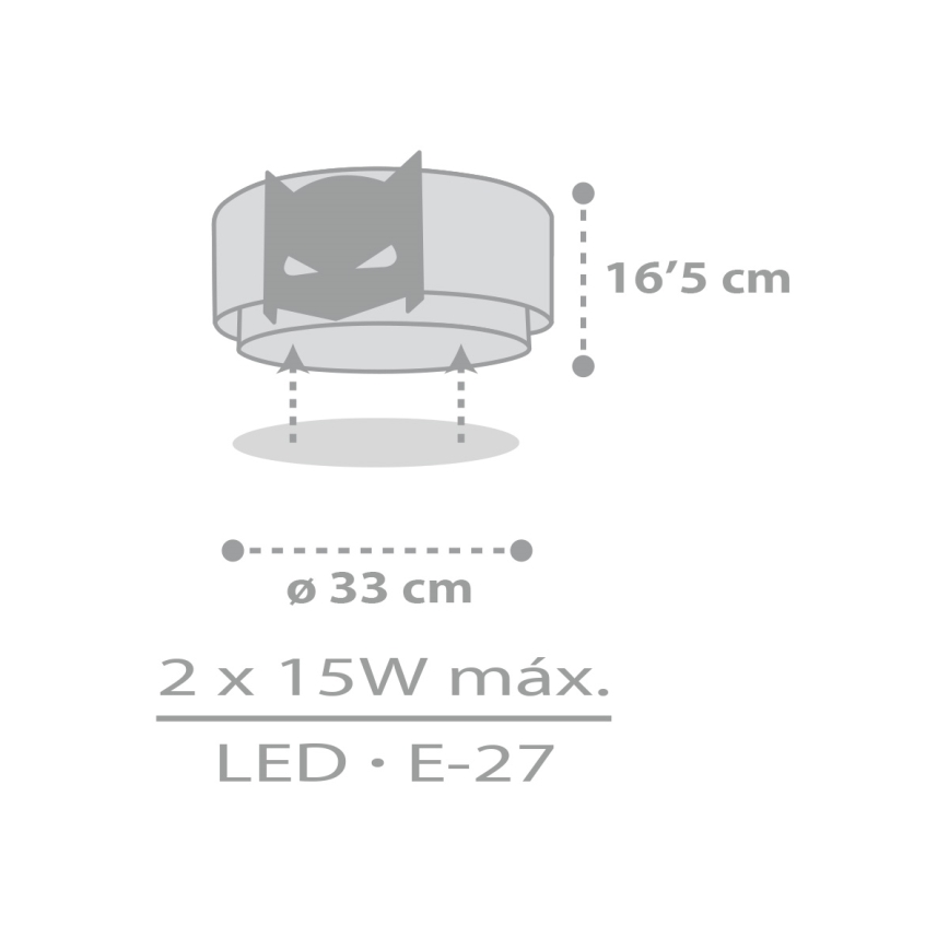 Dalber 61806 - Детска плафониера DARK HERO 2xE27/15W/230V