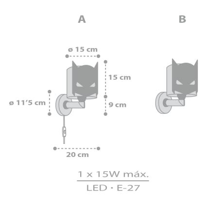 Dalber 61809 - Детски аплик DARK HERO 1xE27/15W/230V