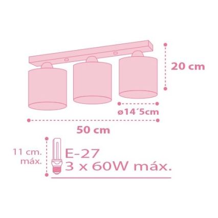 Dalber 62003S - Детска лампа COLORS 3xE27/60W/230V