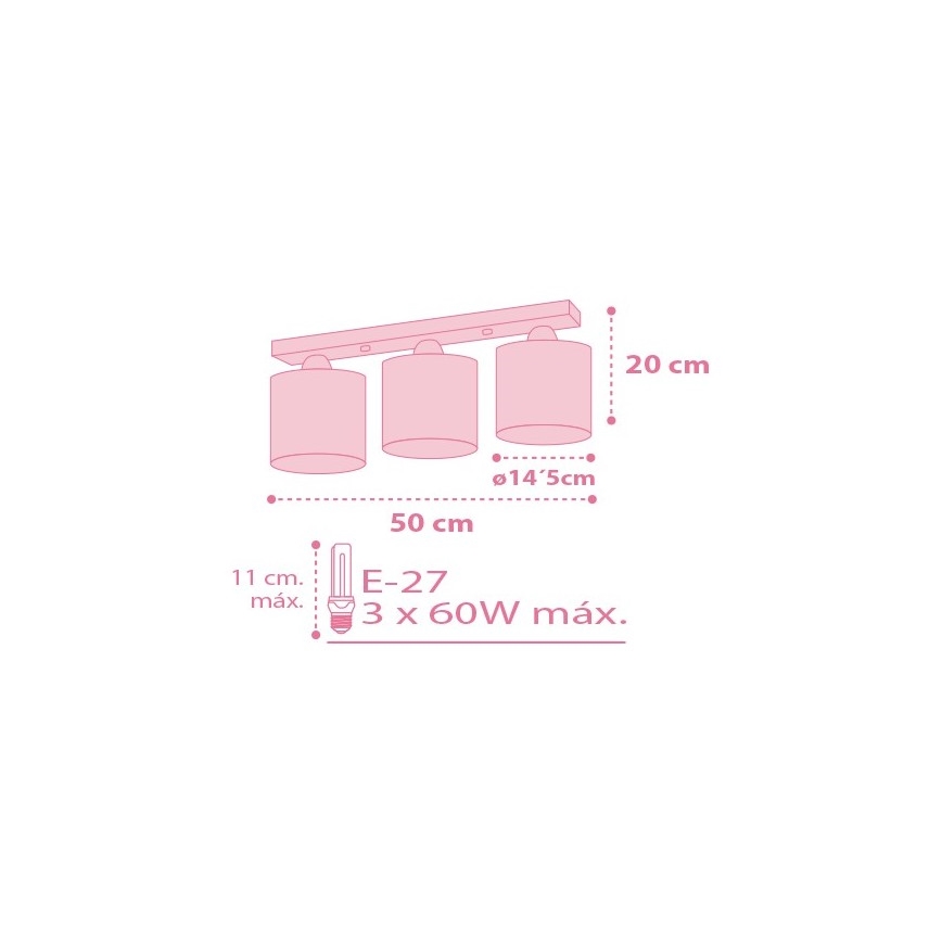 Dalber 62003S - Детска лампа COLORS 3xE27/60W/230V
