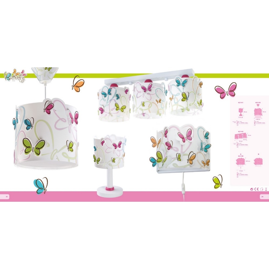 Dalber 62141 - Детска настолна лампа BUTTERFLY 1xE14/40W/230V