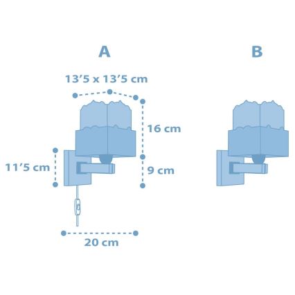 Dalber 63169T - Детски аплик PANDA 1xE27/60W/230V син