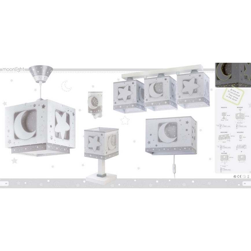 Dalber 63232E - Детски полилей MOON LIGHT 1xE27/60W/230V