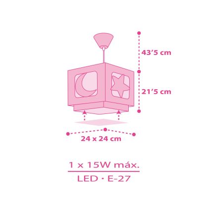 Dalber 63232S - Детски Полилей на верижка MOON LIGHT 1xE27/60W/230V