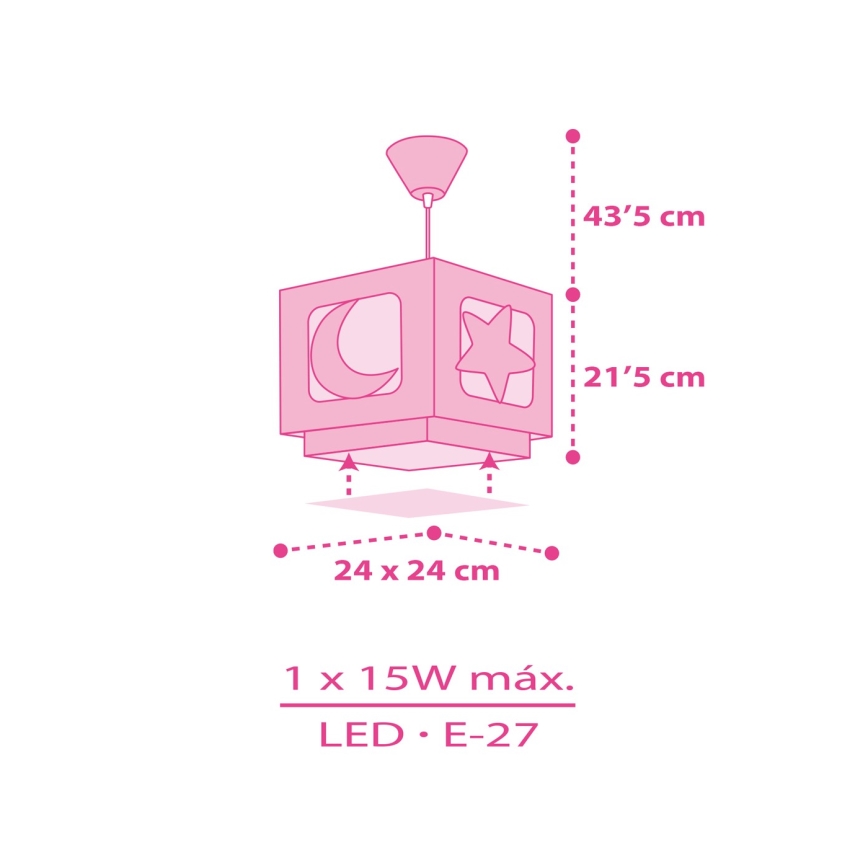 Dalber 63232S - Детски Полилей на верижка MOON LIGHT 1xE27/60W/230V
