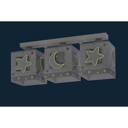 Dalber 63233NE - Детска лампа за таван MOONLIGHT 3xE27/60W/230V