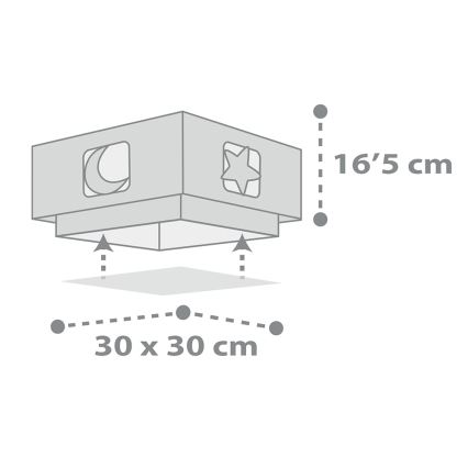 Dalber 63236E - Детска лампа MOONLIGHT 2xE27/60W/230V сива