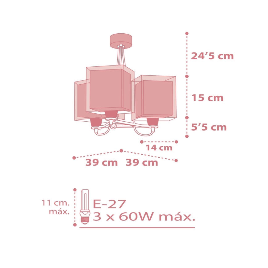 Dalber 63267S - Детски полилей KOALA 3xE27/60W/230V