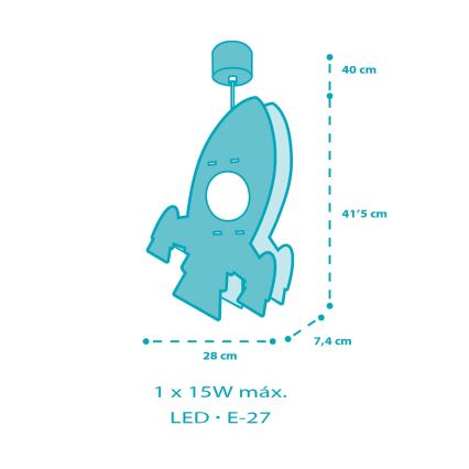 Dalber 63357 - Детски полилей ROCKET 1xE27/15W/230V