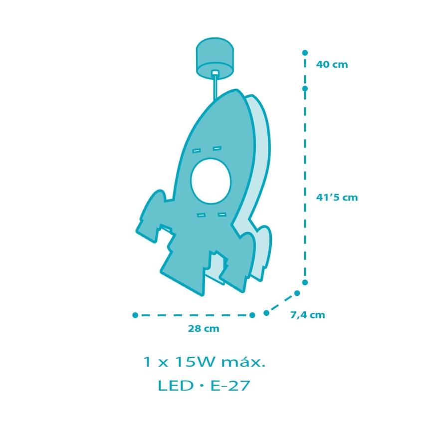 Dalber 63357 - Детски полилей ROCKET 1xE27/15W/230V