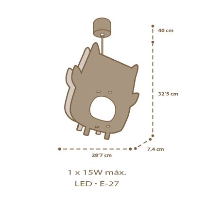 Dalber 63397 - Детски полилей OWL 1xE27/15W/230V