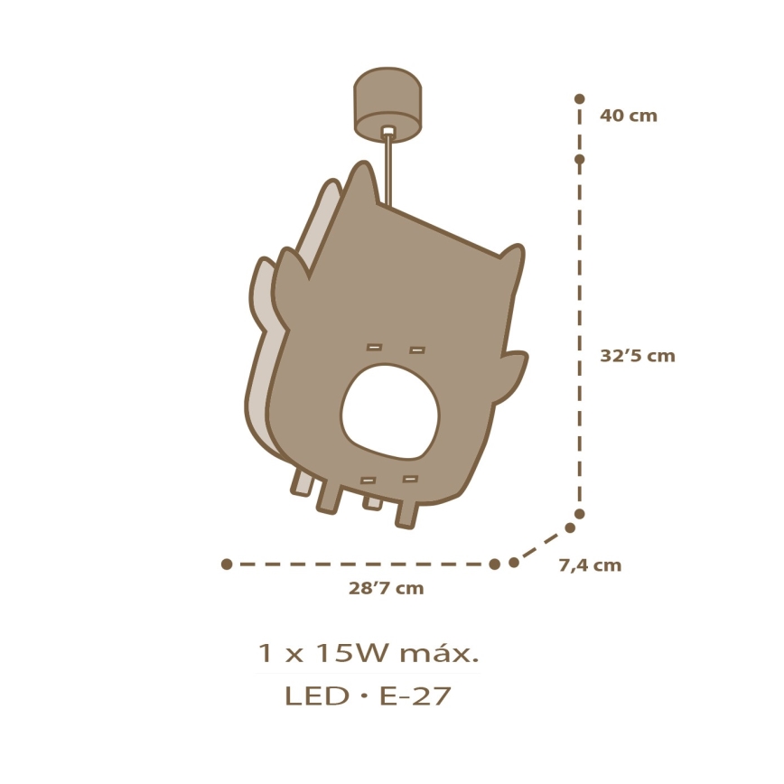 Dalber 63397 - Детски полилей OWL 1xE27/15W/230V