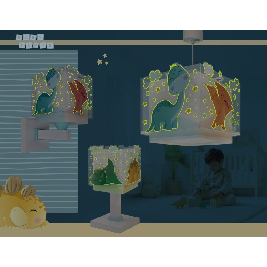 Dalber 63459 - Детска стенна лампа BABY DINOS 1xE27/15W/230V пъстроцветна