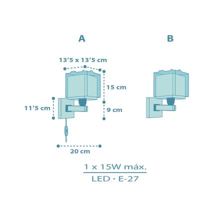 Dalber 63459 - Детска стенна лампа BABY DINOS 1xE27/15W/230V пъстроцветна