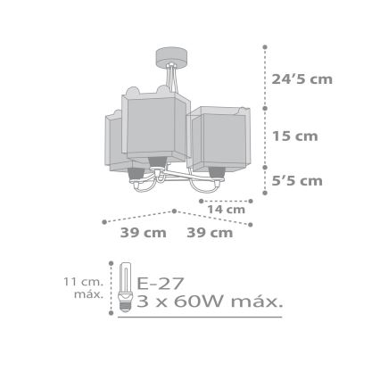 Dalber 64577 - Детски полилей LITTLE TEDDY 3xE27 / 60W / 230V