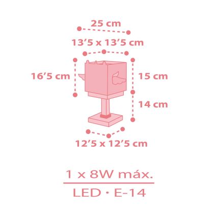 Dalber 64591 - Детска малка лампа LITTLE UNICORN 1xE14/8W/230V