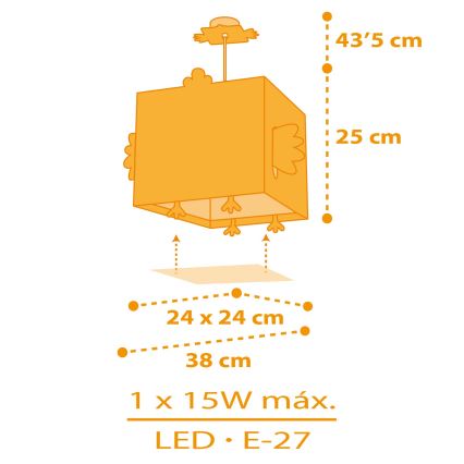Dalber 64642 - Детски полилей LITTLE CHICKEN 1xE27/15W/230V