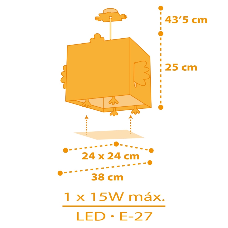 Dalber 64642 - Детски полилей LITTLE CHICKEN 1xE27/15W/230V